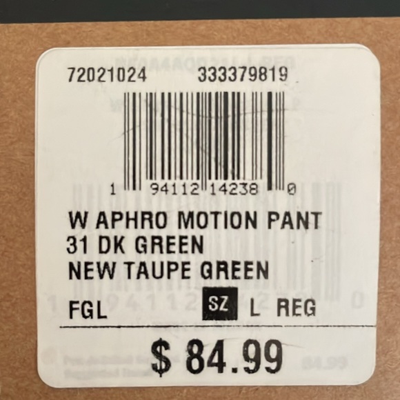 NWT - W Aphro Motion Pant. 31 Dark green. Size L Regular. Never worn before. - Picture 5 of 5